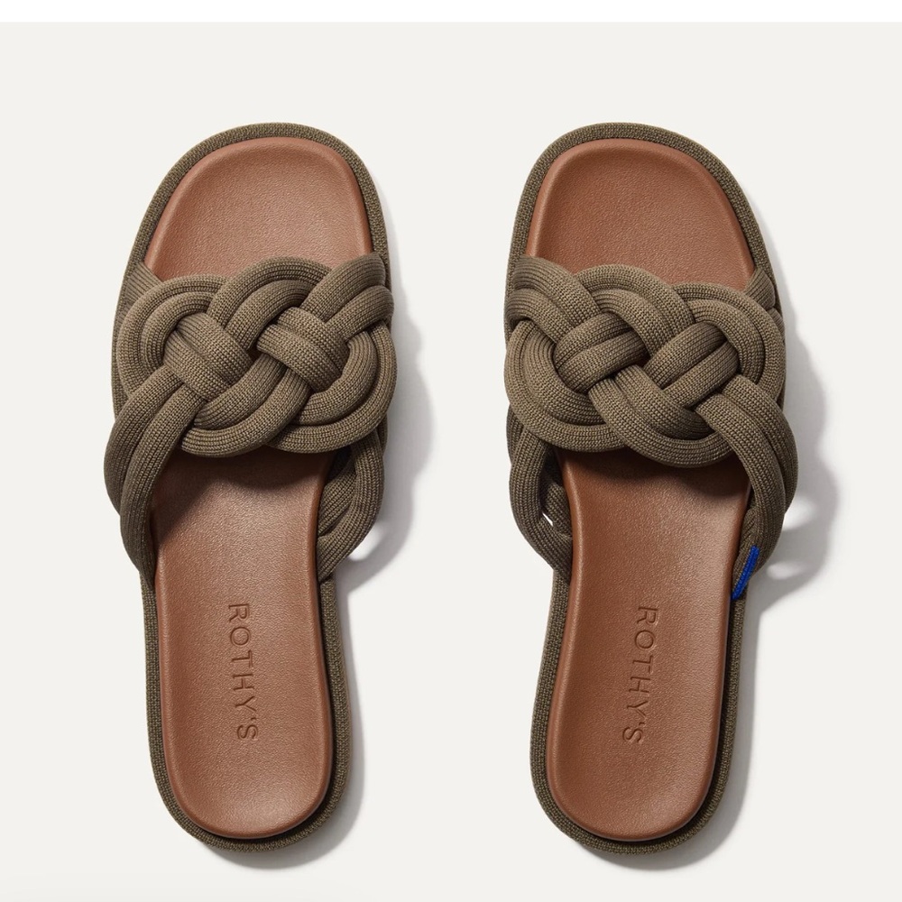 Rothy's Green Sandals with Braided Design